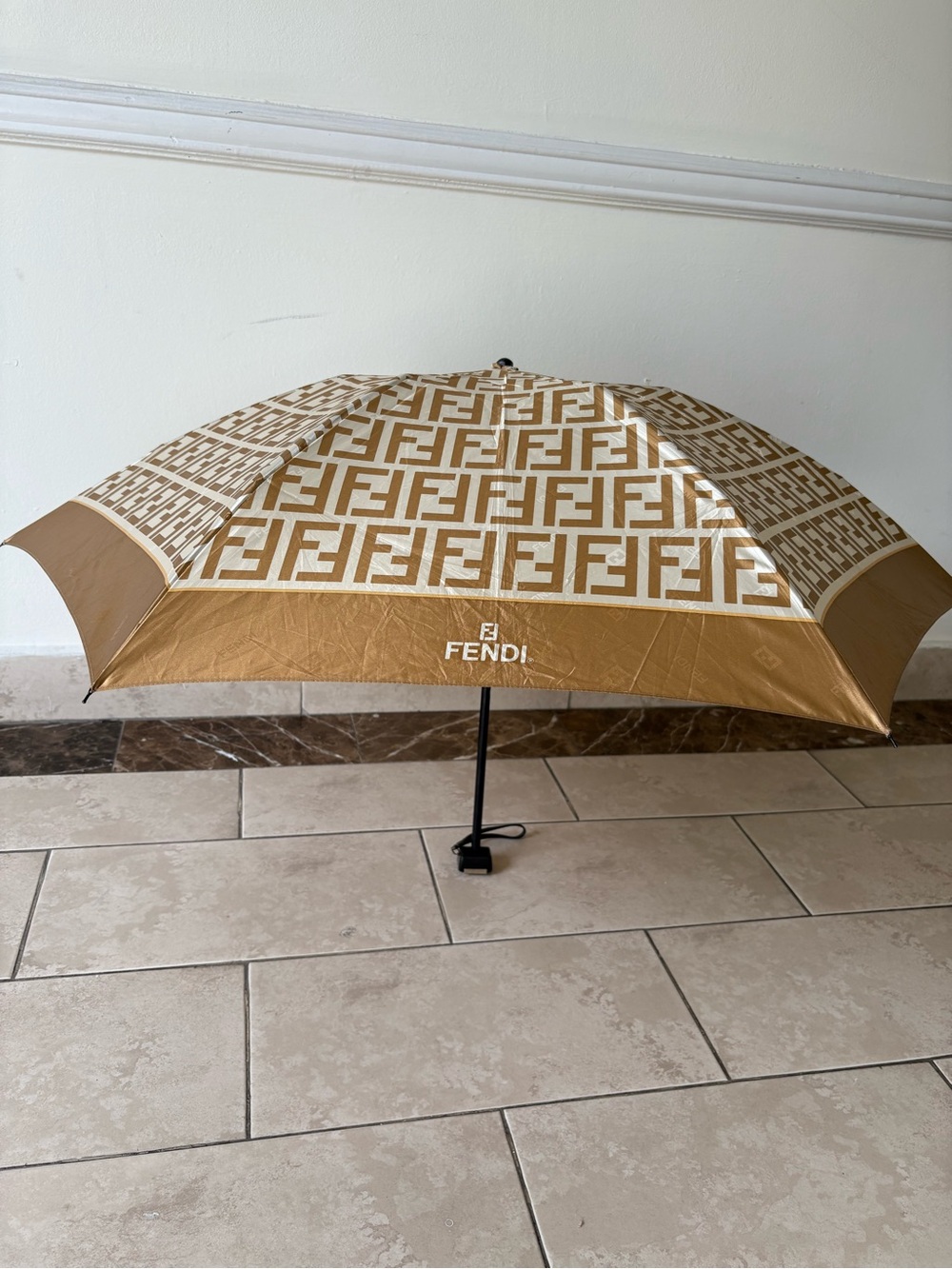 Fendi Gold FF Zucca Print Umbrella